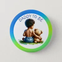 Baby Boy of color Dad to be Baby Shower  Button