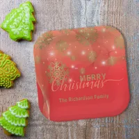 Glowing Red Winter Wonderland Merry Christmas Paper Plates