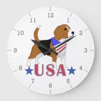 Beagles: U.S.A Stars Patriotic Beagle Large Clock