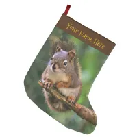 Saucy Red Squirrel in the Fir Large Christmas Stocking