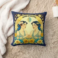 Horoscope Sign Gemini Twins Celestial Throw Pillow