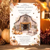 Rustic Fall Pumpkin Barn Wedding Invitation