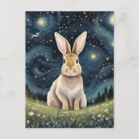 A Rabbit in The Starry Night Postcard