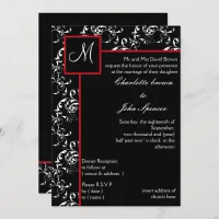 Red Black Damask Wedding Invitations