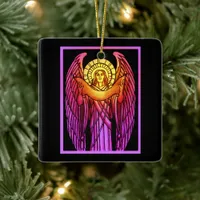 Stained Glass Angel Ceramic Ornament