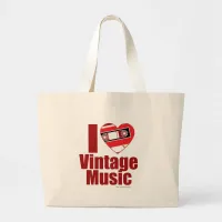 Love Vintage Music Cool Fun Song Slogan Art Large Tote Bag