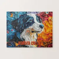 Border Collie Paper Quilling Art Dog Portrait Jigsaw Puzzle