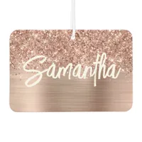 Glittery Rose Gold Glam Brush Script Name Air Freshener