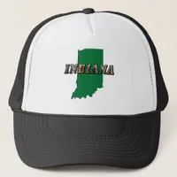 Indiana State Map and Picture Text Trucker Hat