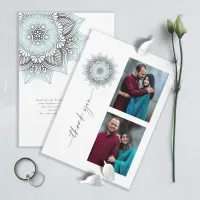 Mandala Lace Wedding Photo Thank You Blue ID968