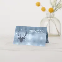 Deer Antlers Arrows Christmas Blue ID861 Place Card