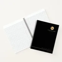 Professional Black Gold Company Logo Spiral Notebook