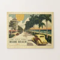 1920s Retro Miami Beach Ocean Drive Postcard Jigsaw Puzzle