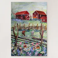 Sweden Stuga Farm Scandinavian Farmhouse  Jigsaw Puzzle