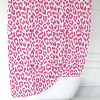 Hot Pink and White Leopard Shower Curtain