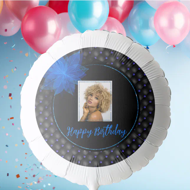 Elegant Blue and Black Photo Balloon