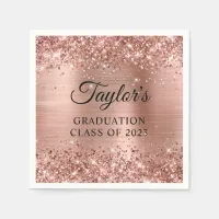 Glittery Rose Gold Foil Graduation Napkins