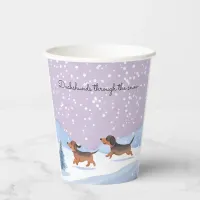 Dachshunds Through The Snow Sausage Dog Christmas Paper Cups