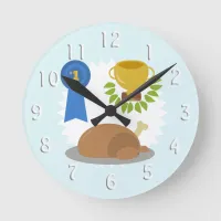 Funny Winner Chicken Dinner Cartoon Design Round Clock