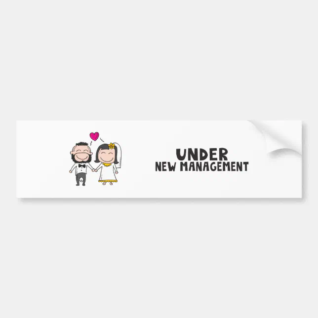 Wedding Cartoon - Under New Management Bumper Sticker