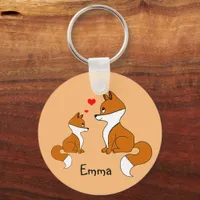 Cute foxes with hearts, hand drawn    keychain