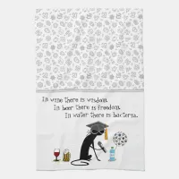 In Wine There Is Wisdom Funny Wine Saying Kitchen Towel