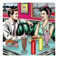 Retro 1950's Couple at Diner Acrylic Print