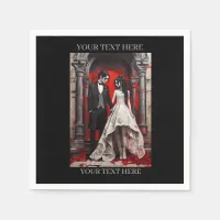 Goth Wedding Couple Leaving the Church Napkins