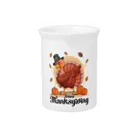 Happy Thanksgiving Typography Beverage Pitcher