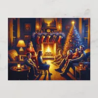 Creepy Christmas Family Painting Postcard