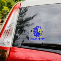 Lion Mascot Blue and Yellow Graduate Gift Window Cling