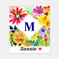 Watercolor Flowers Monogrammed  Sticker