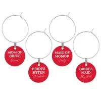 Minimalist Bachelorette Party Red Name Wine Charm