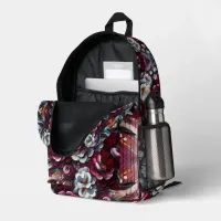 Maroon and white Floral arrangement | Printed Backpack