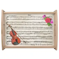Violin and Roses Vintage Sheet Music Design Serving Tray