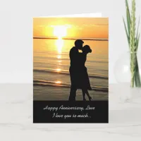 Happy Anniversary Love, Ocean Sunset, Silhouettes Card