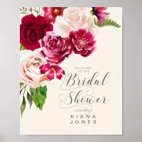 Roses Burgundy/Cream Wedding Bridal Shower ID584 Poster