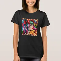 Pretty Pop Art Comic Girl Colorful Ai Art T-Shirt