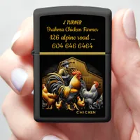 Cochin Farmer With Colorful Chickens Zippo Lighter