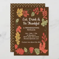 Friendsgiving Potluck Brown Thanksgiving Invite