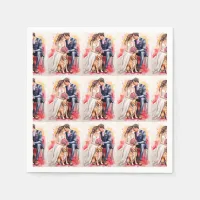 Beautiful Wedding Couple Watercolour Napkins