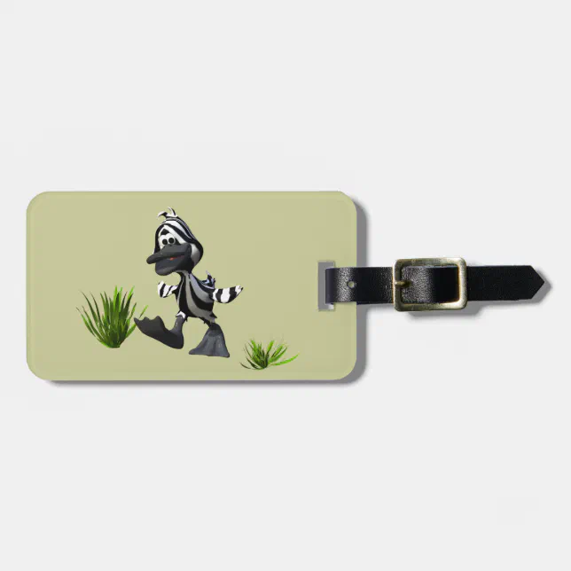 Cute Cartoon Zebra Duck Luggage Tag