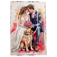 Beautiful Wedding Couple Watercolour Medium Gift Bag