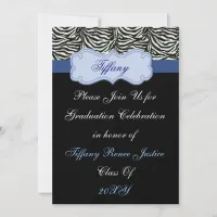 trendy blue Graduation party Invitation