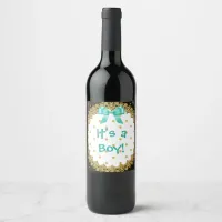 Its a boy teal and gold" Wine Bottle Labels