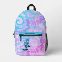 Blue Purple Tie Dye Printed Backpack
