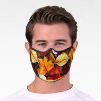 Realm of Foliage with Maple Leave in Warm Colors  Premium Face Mask