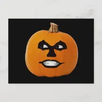 Jack o' Lantern Sinister Face, Halloween Pumpkin Postcard