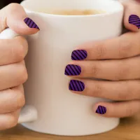 Purple And Black Halloween Diagonal Stripe Minx Nail Art