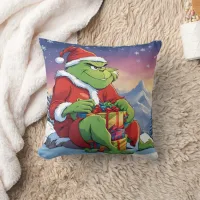 The Grinch prepares to steal Christmas gifts Throw Pillow